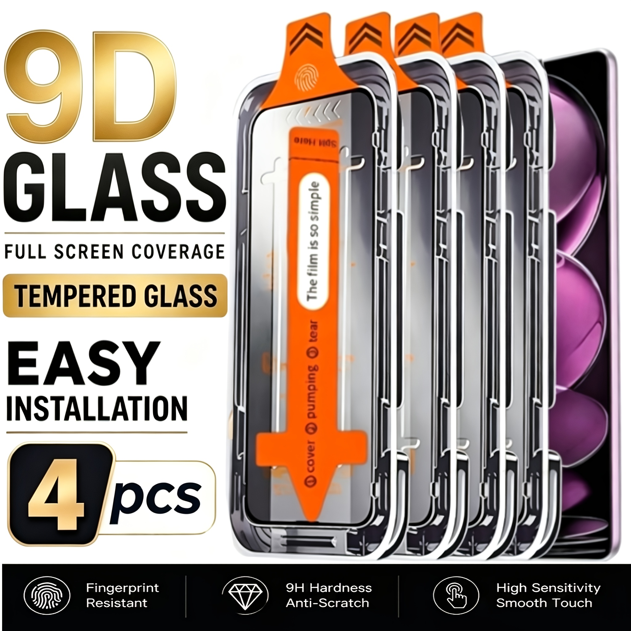 TEMU 4pcs High Definition Film Box Tempered Glass Screen Protector Compatible With Xiaomi Mi 17t 15t 14t Pro 15 14 13 13t Redmi Note 15 14 13 Pro 4g