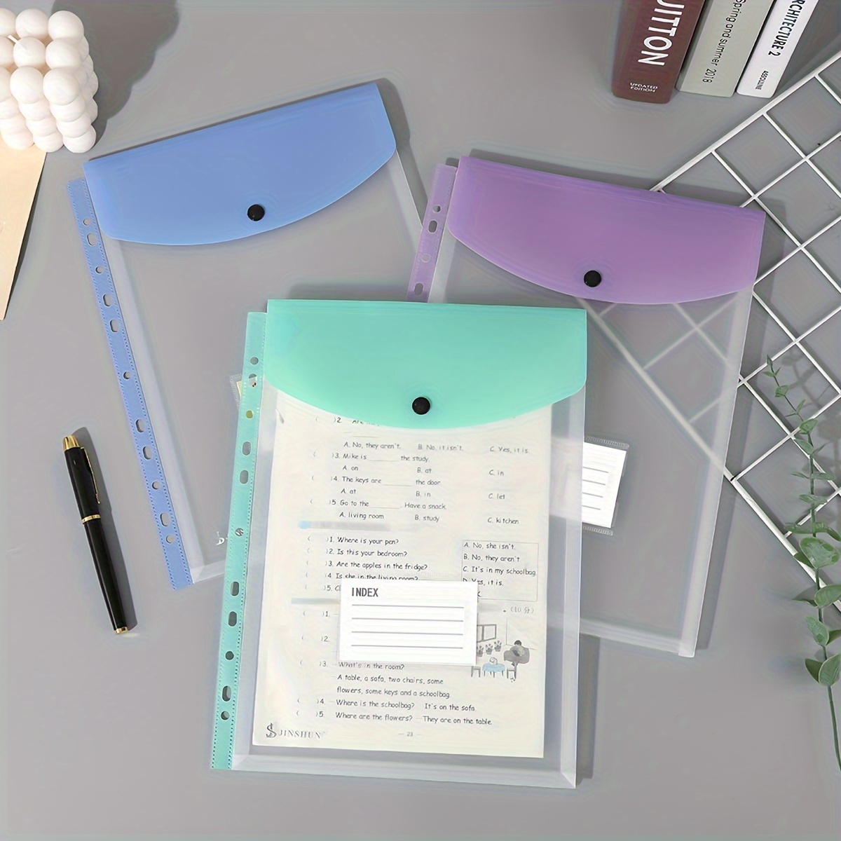24pcs of morandi a4   pocket folders colorful pocket folders pocket dividers 11 hole folders