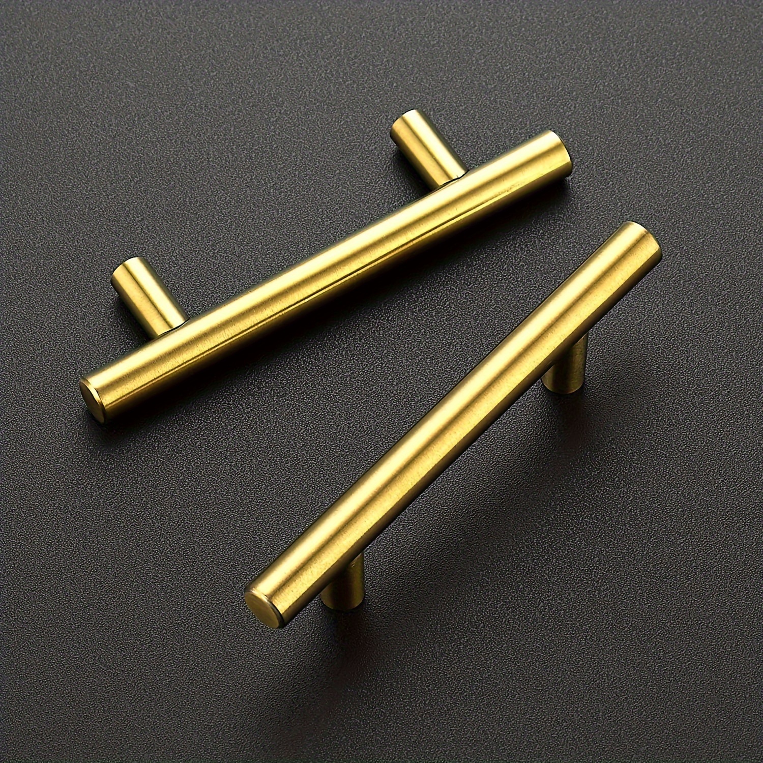 

10 Pack 5 Inch Cabinet Pulls Brushed Brass Stainless Steel Kitchen Drawer Pulls Cabinet Handles 5"length, 3" Hole Center