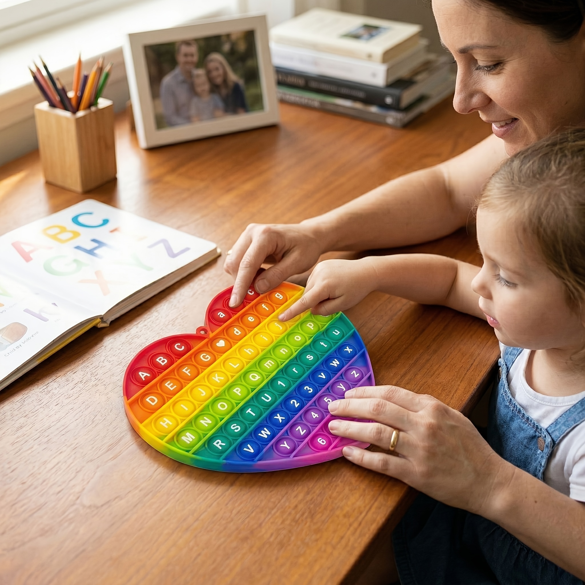 Alphabet Numbers Learning Board Game with Silicone Heart-Shaped Design