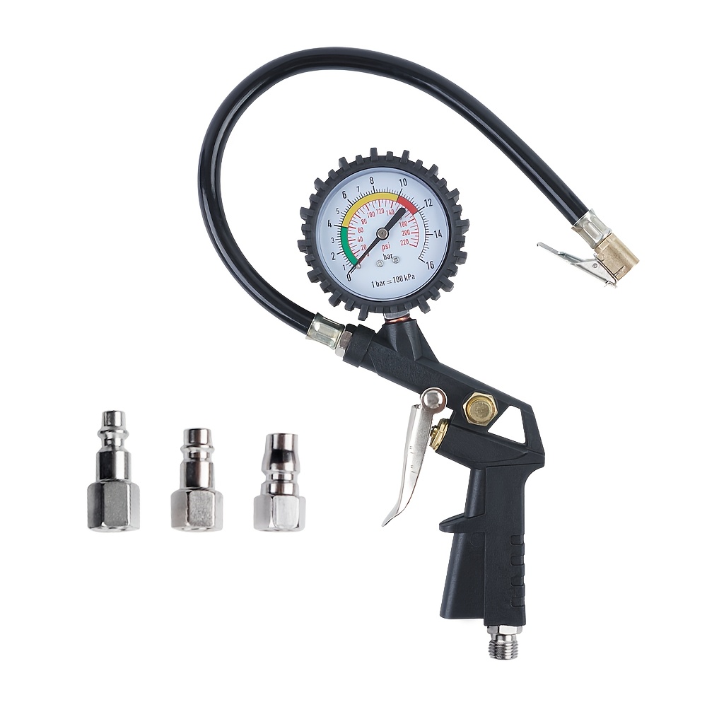 Image of Accurate Tire Pressure Gauge, Tire Inflator With A Pressure Gauge, 1/4" External Thread - European/american/japanese Connectors, Tire Inflation Gun For Cars, Trucks, Bikes
