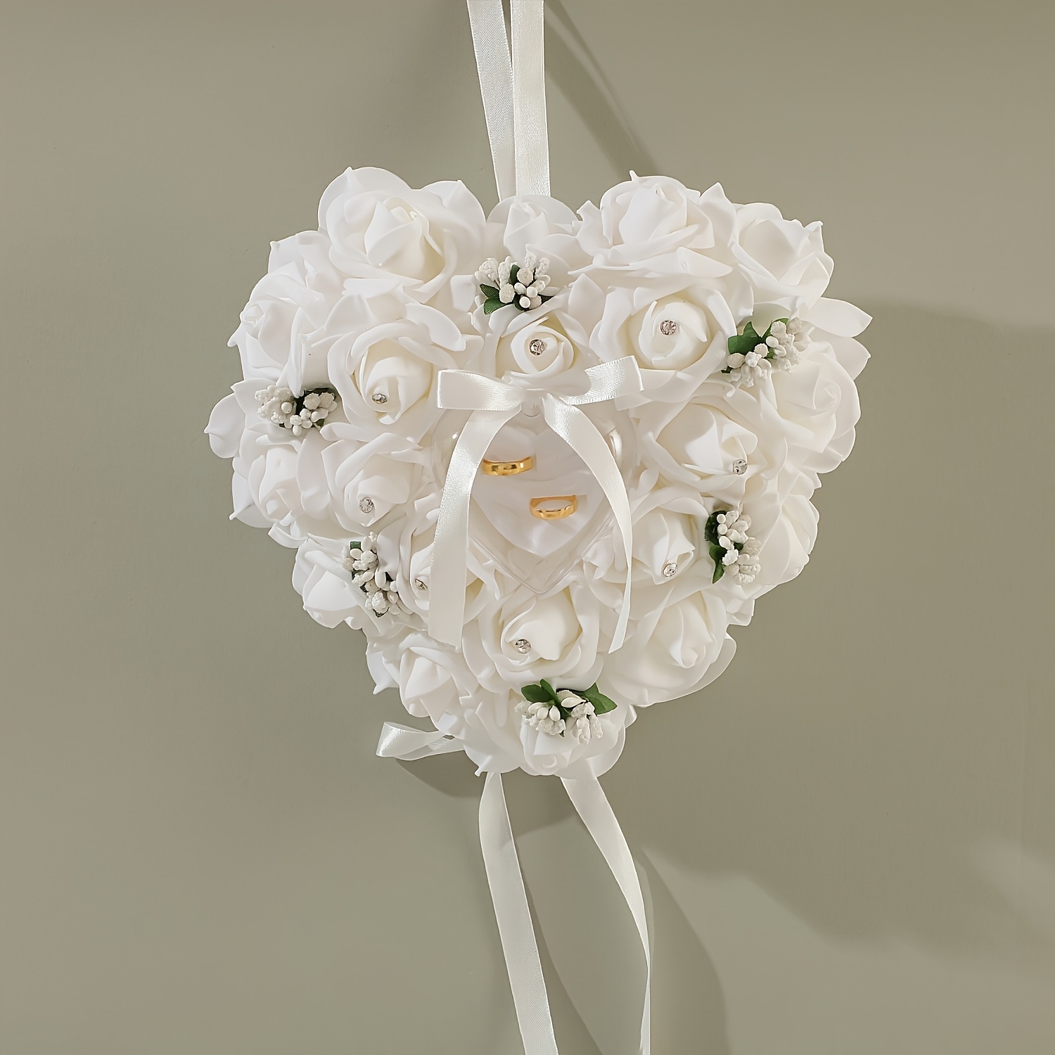 TEMU 【大きいサイズ】フブライド ハンドヘルド リング枕 結婚式 プロポーズ リング枕 ハート型 ハンドヘルド リング枕、ハロウィン＆クリスマスに最適