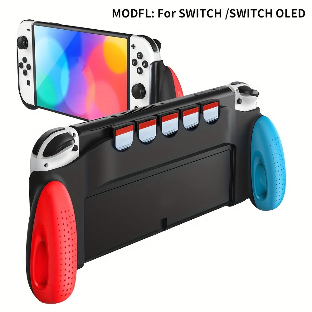 E-shop Leichte stoßfeste Hartschalen-Schutzhülle für Switch/OLED, mit 5 Spielkartenfächern bequemem Griff