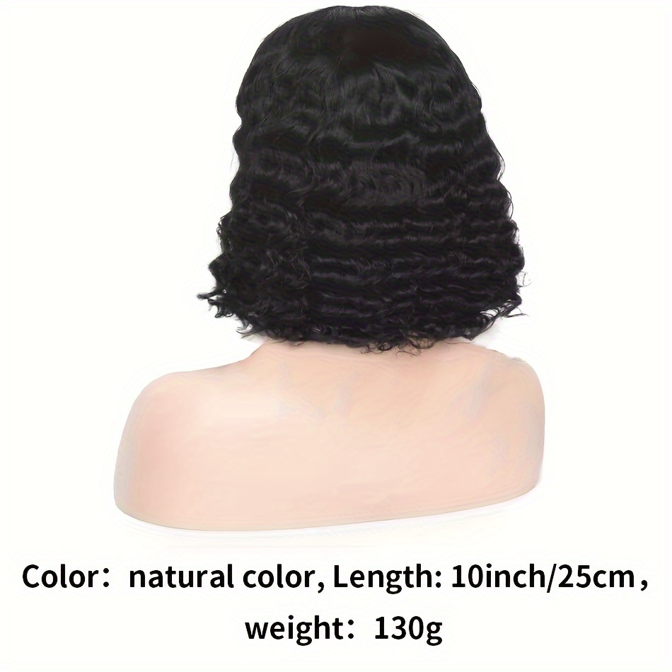 TEMU 13x4 Lace Frontal Wig Human Hair 150 Density Glueless Deep Wave/curly Bob For - Hair Line & Volume, 10-16 Inch Lengths