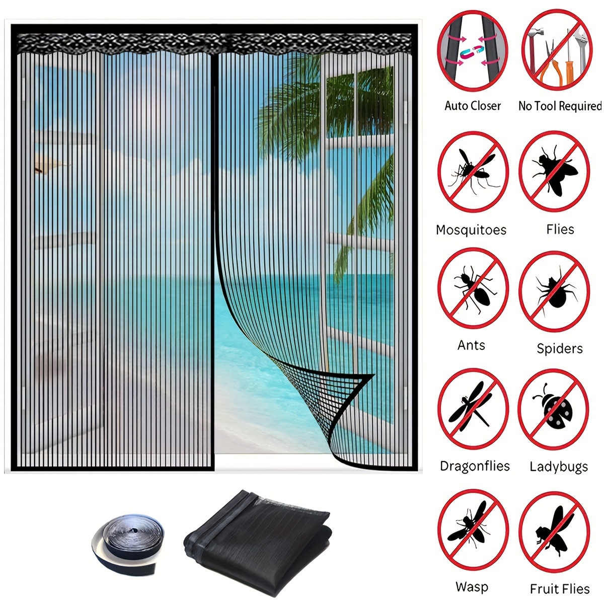 Keep The Bugs Out Heavy Duty Magnetic Screen Door With Pet - Temu