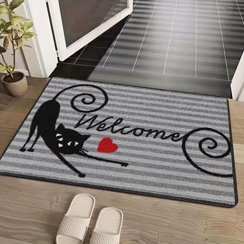 

1pc Stain-resistant Welcome Doormat With Black - Machine Washable, Low Pile, Rectangle Polyester Entrance Mat For Indoor/outdoor Use - , Easy To Mat