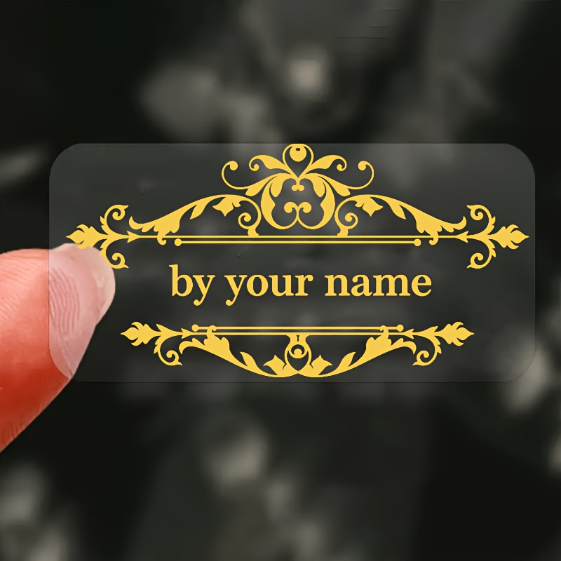 TEMU Personalized Transparent Stickers 100pcs Custom Name Vintage Frame Clear Self Adhesive Labels Optional For Gift Packaging Handmade Business