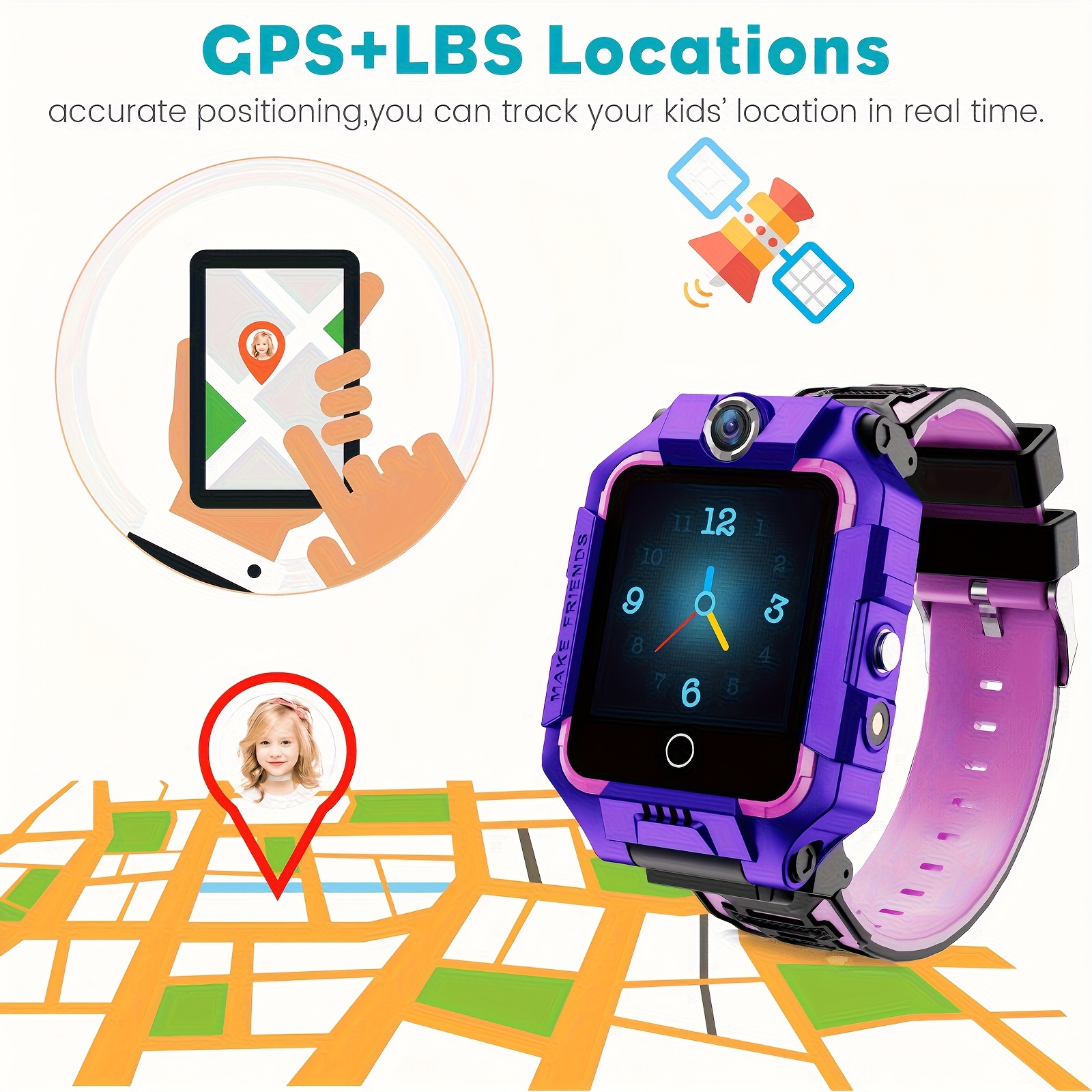 4G(LTE) Elektronisch Smartwatch - Intelligent, 360 Graden Draaibaar Scherm, Spraak- & Videochatmogelijkheden, Gezichtsherkenning, Dubbele Camera's, Foto- & Spraakopname, Muziek- & Videoafspelen, GPS-tracking