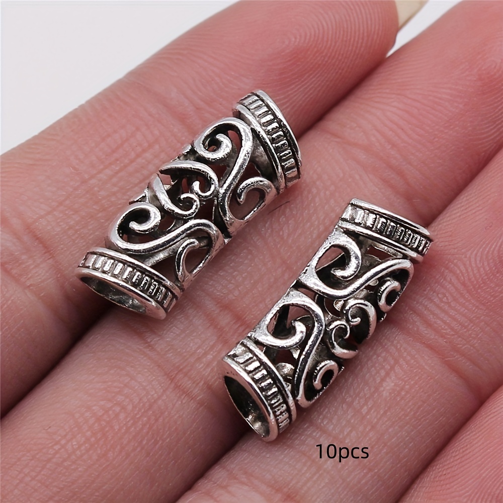 10pcs Hollow Elbow Retro Silvery Bead Small Pendant Accessories Bracelet Necklace Pendant Connecting Accessories 10x25mm