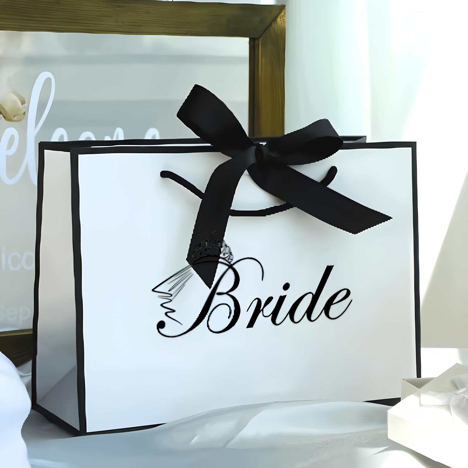 TEMU 1pc, Bride/ Gift Bag With Bow, Wedding Decoration Gift Bag, Bridesmaid Gift Bag, Creative Wedding Decoration, Bridal Party Novelty Item, Wedding