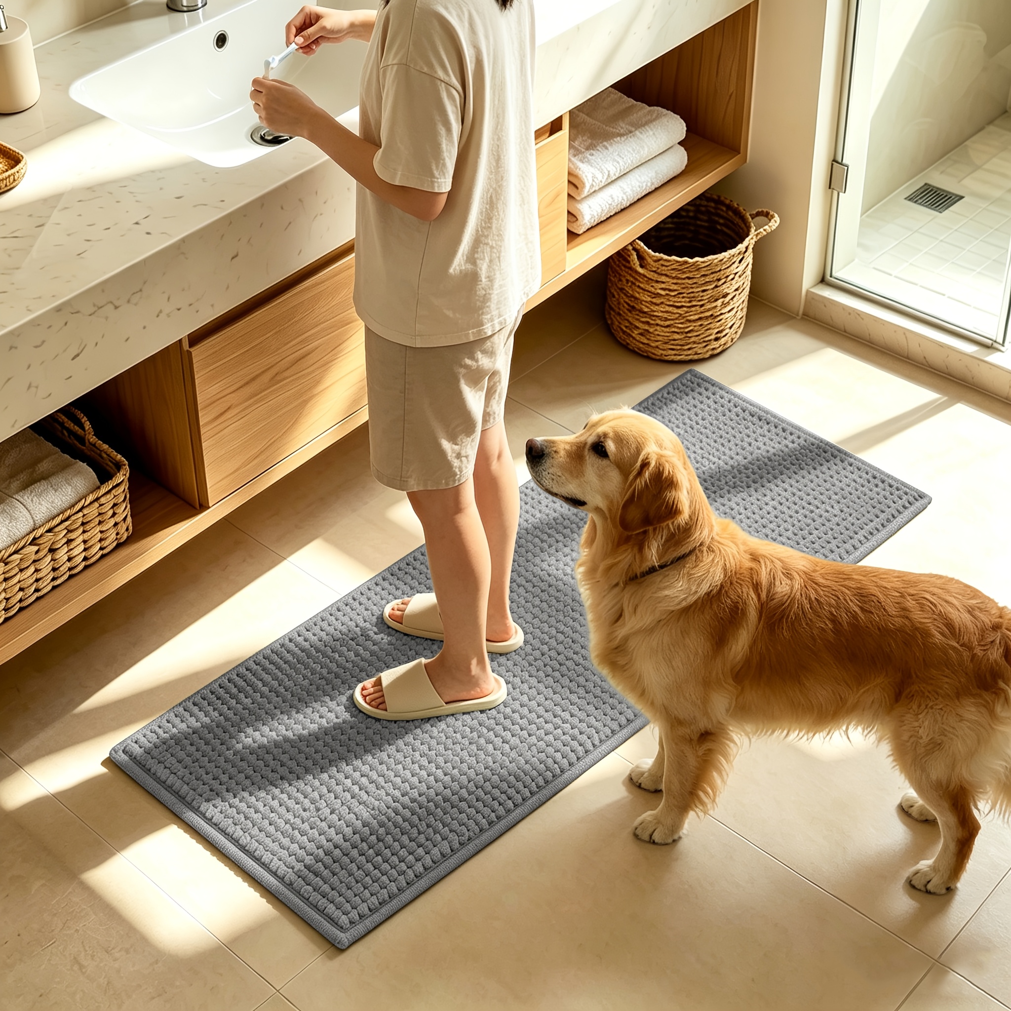 Ultra Absorbent Quick-Dry Chenille Bath Mat