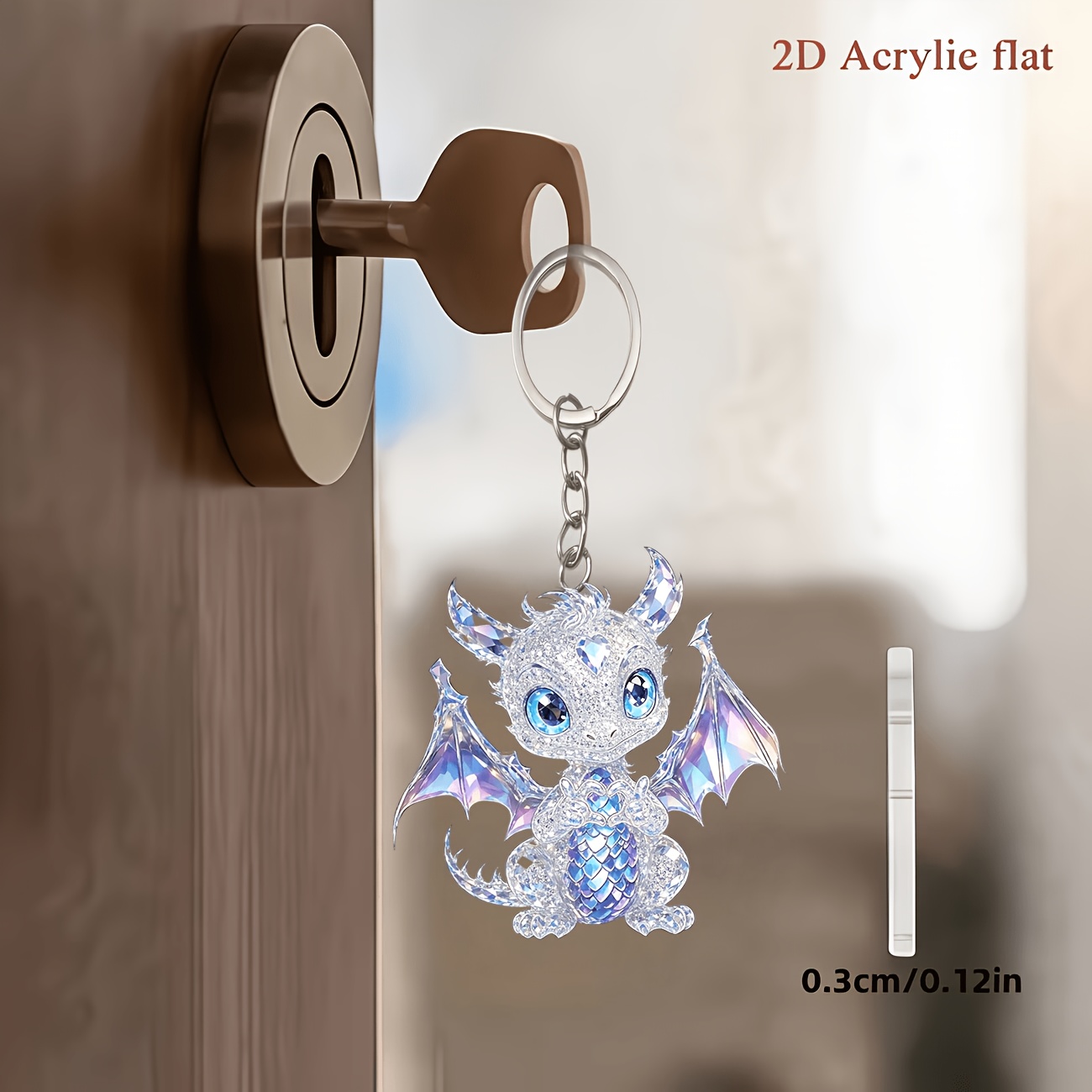 TEMU 2d Flat Cute Keychain, Lightweight Acrylic Key Ring, Women's Birthday/valentine's Day/anniversary Gift, Bag, Car, Home Decor - Key Chain