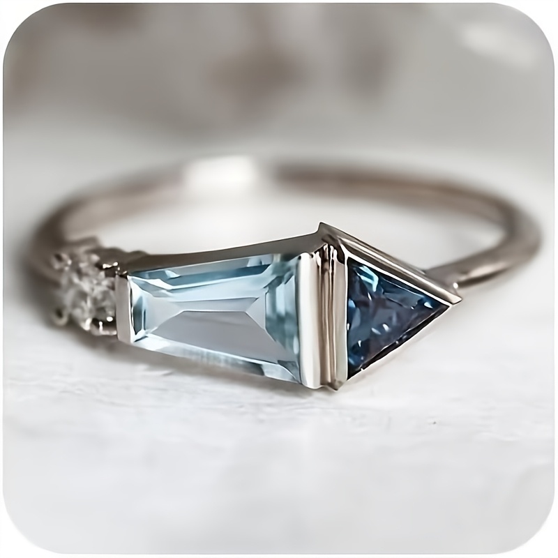TEMU Bague minimaliste en argent sterling 925 avec bleue - Bijou de luxe léger, accessoire de mode multifonctionnel aux cool, taille standard