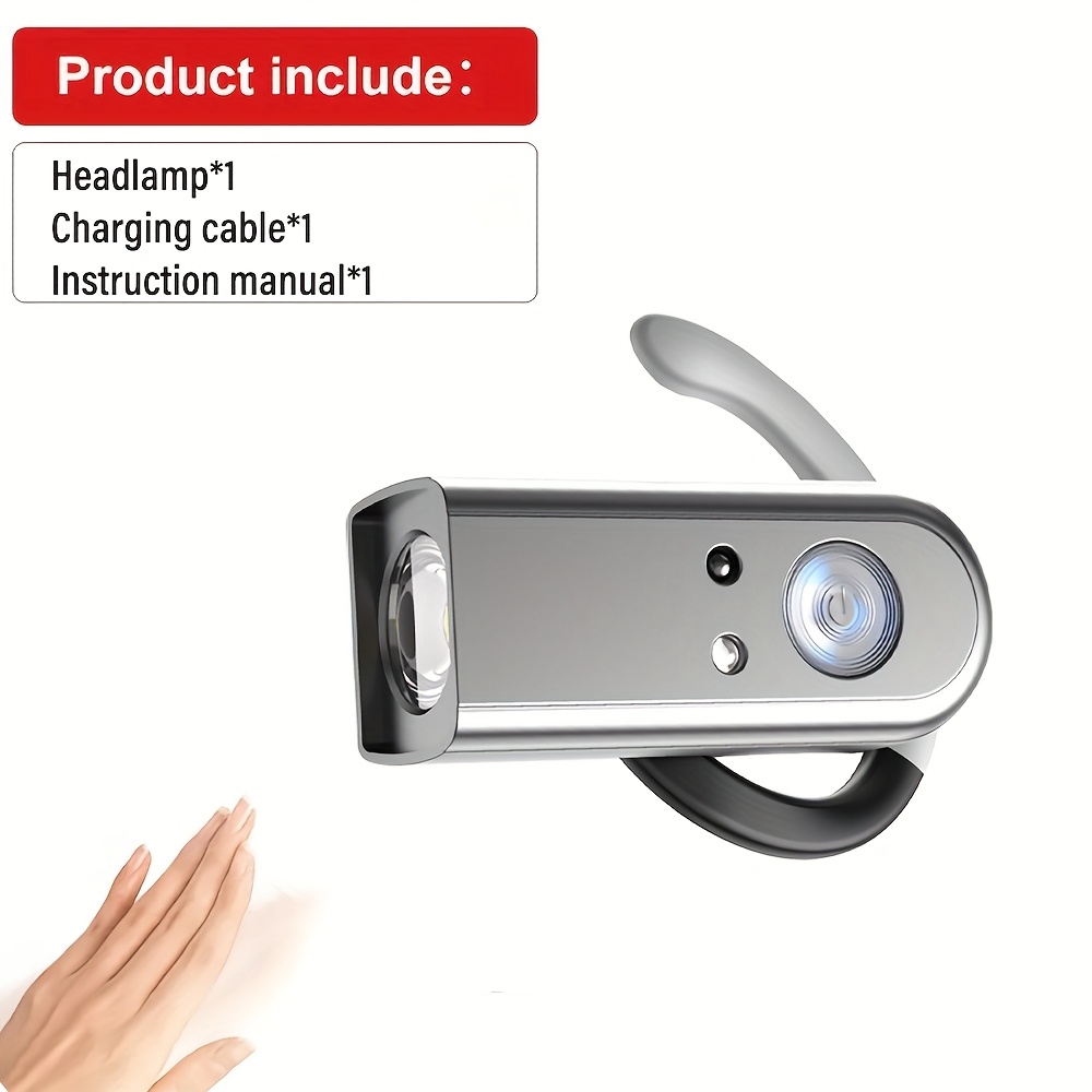 TEMU Rechargeable Ear Headband Sport Headlamp With Motion Headlamp, Lightweight Portable Magnetic Clip Headlamp Flashlight, 5 Light , Suitable For