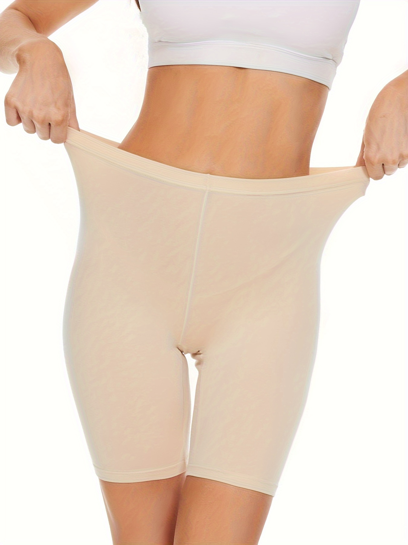 1pc Plus Size Simple Underwear, Women's Solid Color Mid Rise Soft & Comfortable Panty