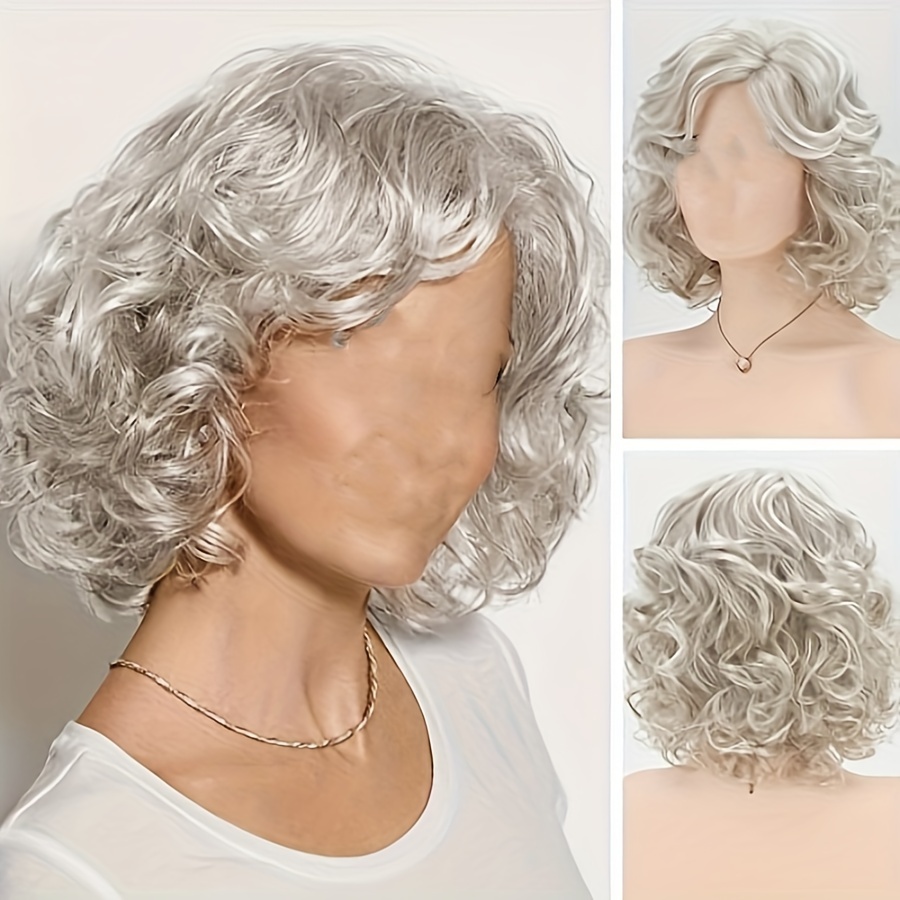 

Chic Silvery Grey Short Curly Lace Wig For Women - Heat Resistant, Polyester Fiber, Theme