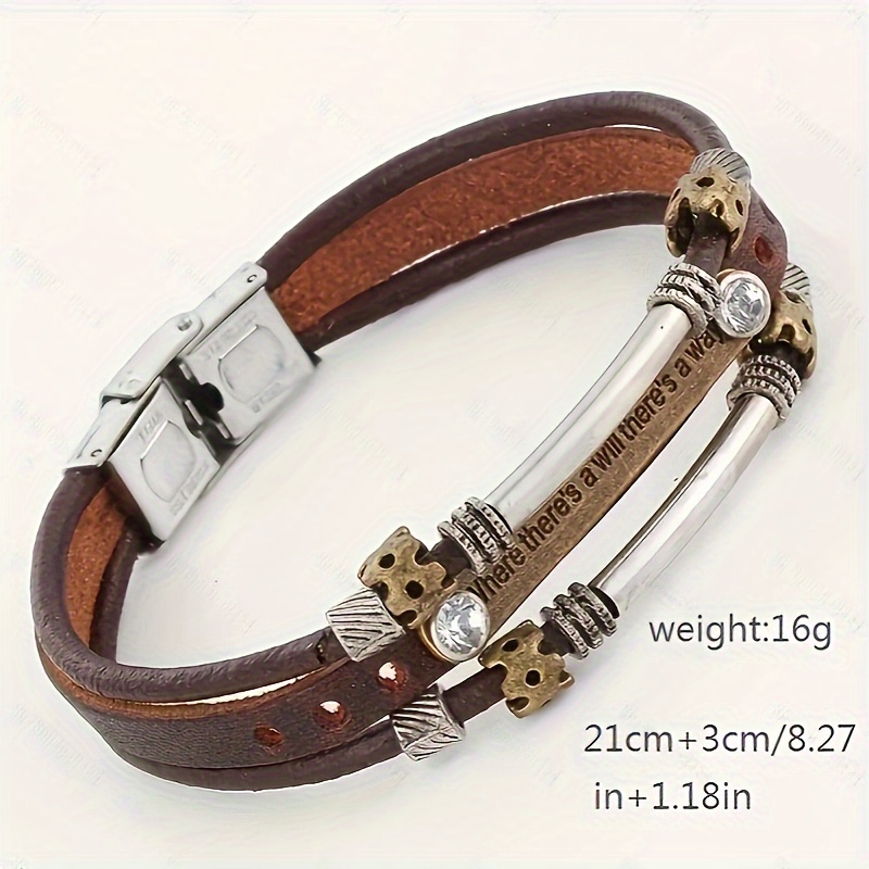 leather rope braided multilayer wristband bracelets details 1