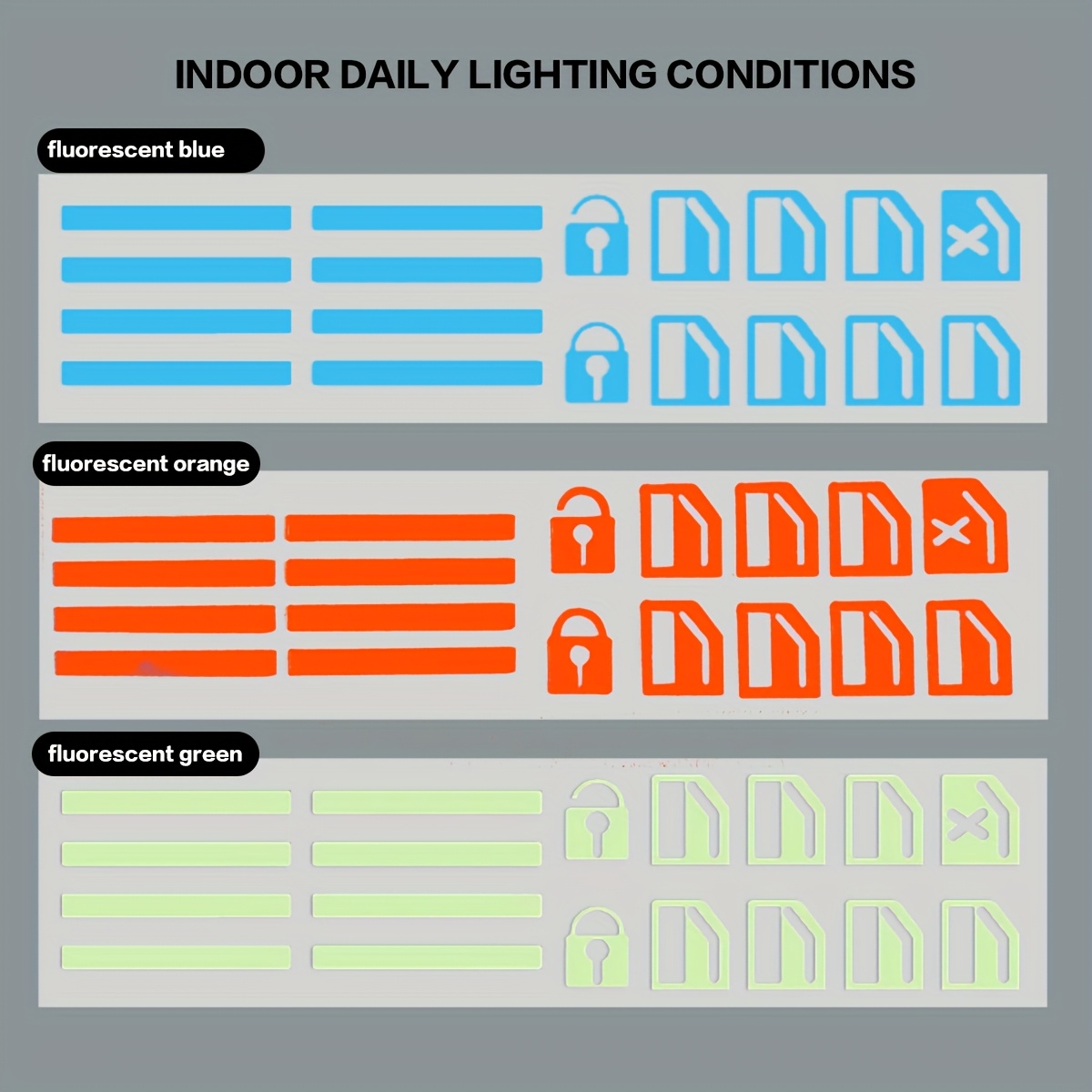 1set Universal Car Window Button Glow Stickers - Fluorescent Green, Blue, Orange Functional Button Decals Suitable for Car Interior Accessories