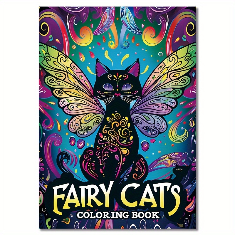 Fairy Cat Coloring Book 22 Pages Thick Paper Creative Halloween