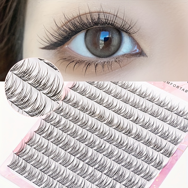 10 False Eyelashes 120 Clusters Tail Fairyultrafine Stem Feather Eyelash Are Fairy Beginner Curling And Thin Black Hair, Convenient For Daily And Work Makeup, Portable For Eyelash Extension