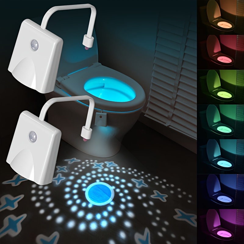 

Shenzhi Tech Usb Rechargeable Led Toilet Night Light With Star Projection, Motion Sensor, 16 Color Options – Fun And Safe Bathroom Accessory For And Adults, Restroom Decor And Accessories