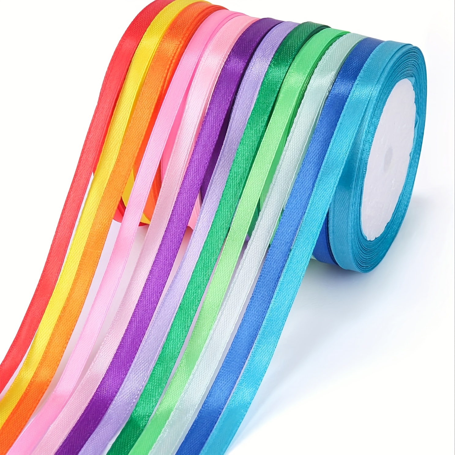 12 Colors 6mm X 22m Polyester Ribbon, Decorative Gift Ribbon For Diy Crafts, Gift Wrapping, Bows, Wedding Decorations