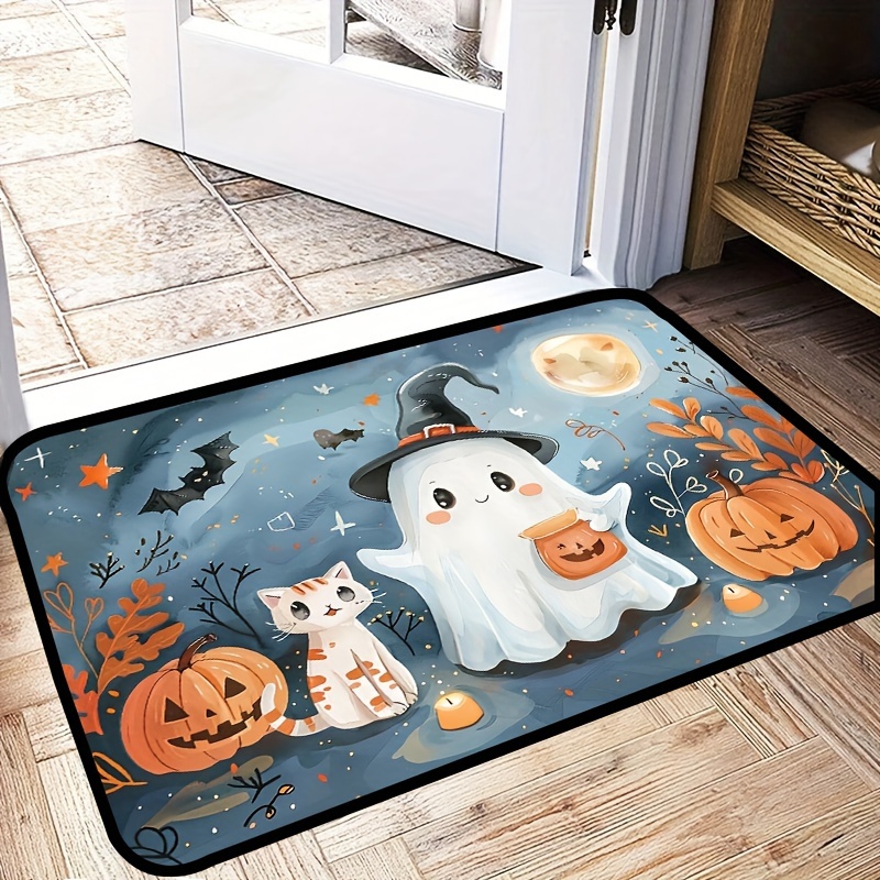 

Cartoon And Pumpkin Area Rug, Non-slip Polyester Fiber Mat For Room And Porch, Indoor Home Decor Doormat, Easy Hand Wash