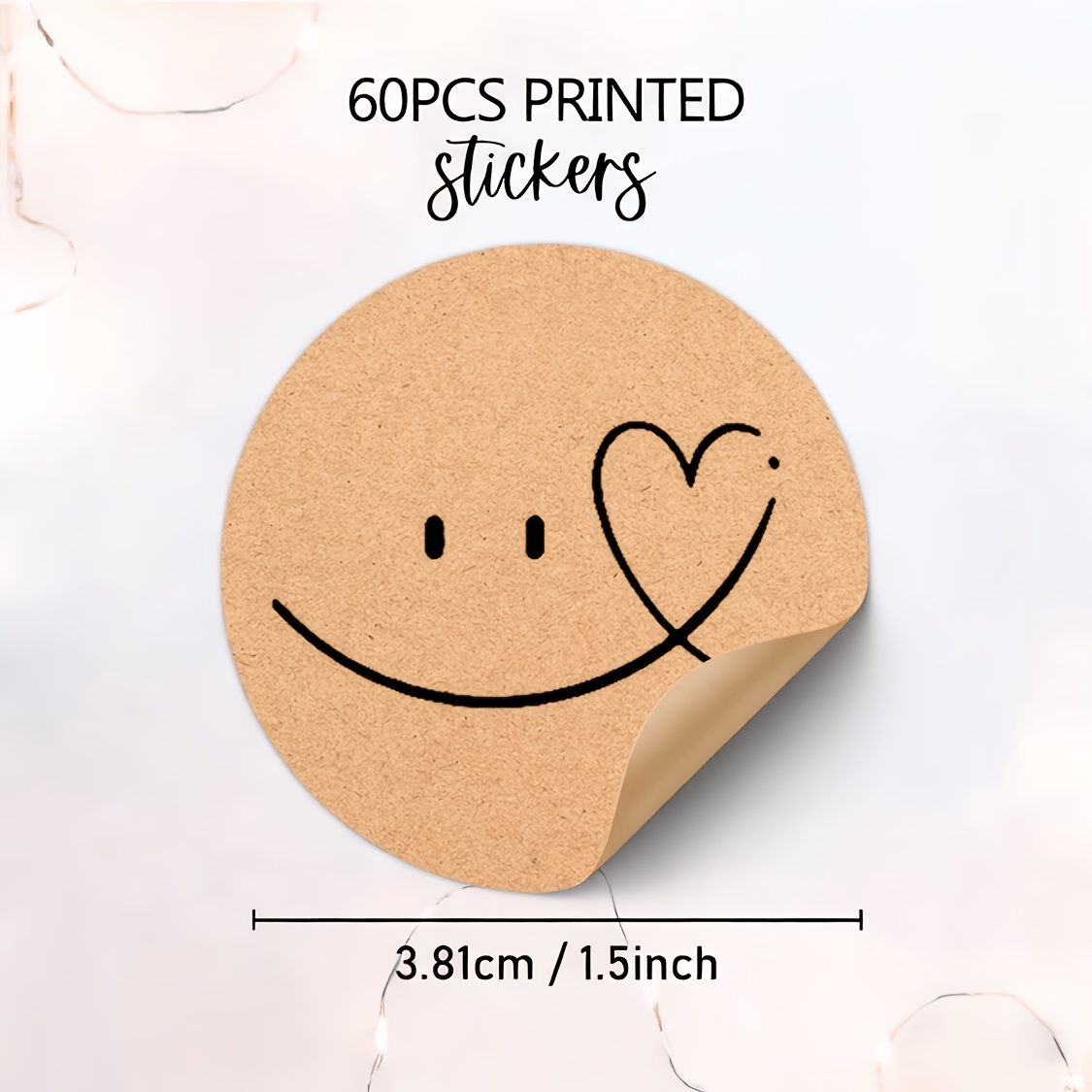 Image of 60pcs Circular Paper Gift Stickers With Fun Patterns And Happy Of Heart-shaped Eyes, Perfect For Decorating Candy Bags, Sealed Envelopes, And Personal Items, Making It An For Small Businesses