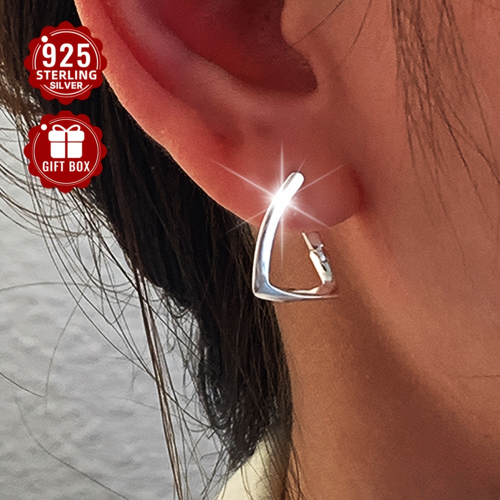 

Total Weight About 1.82g 2pcs Women' Ear 925 Pure Silvery Simple Women's Ear Suitable For Activities And Parties