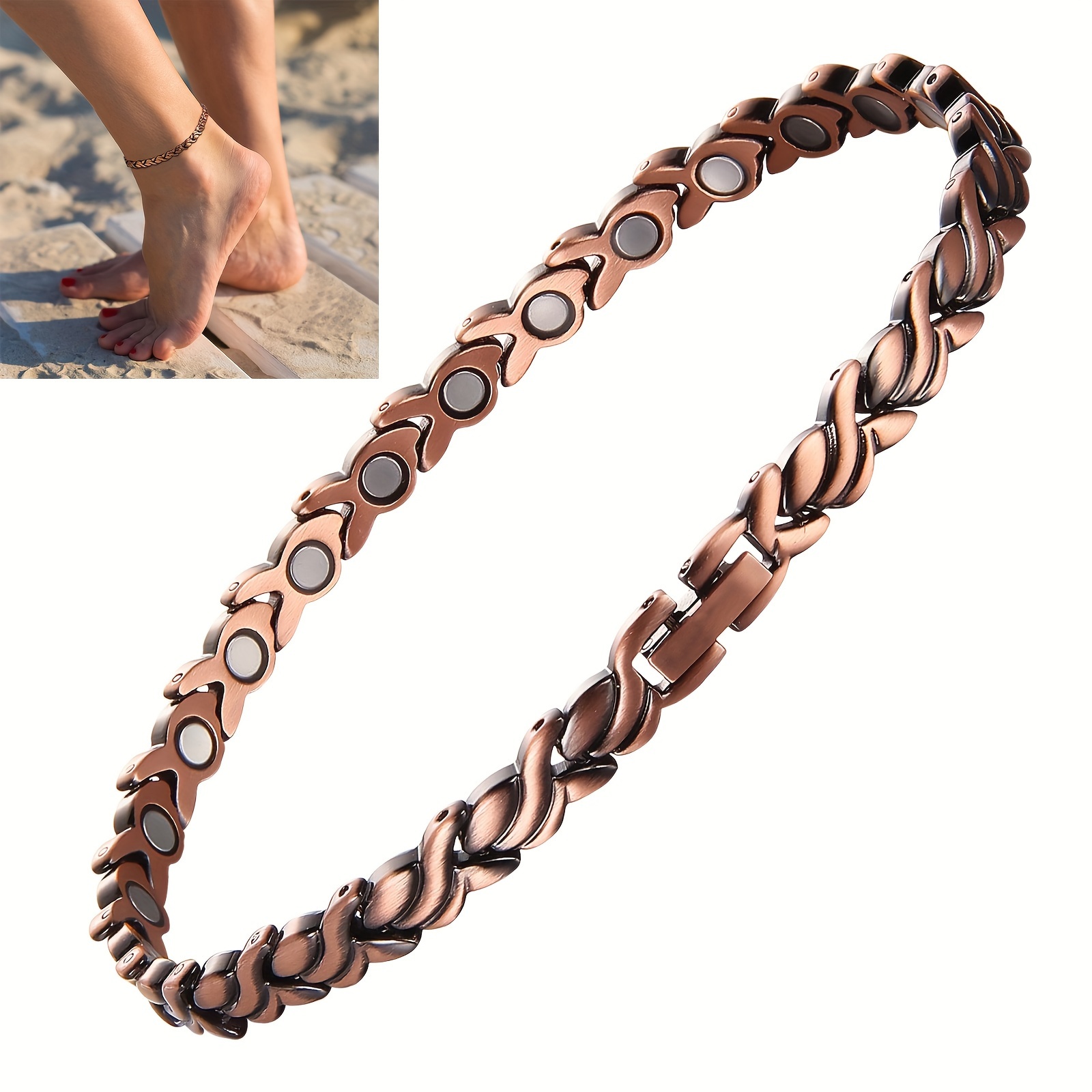 

1pc Copper Bracelet For Women, Shaped Magnets, 3500 , Jewelry Adjust Tool