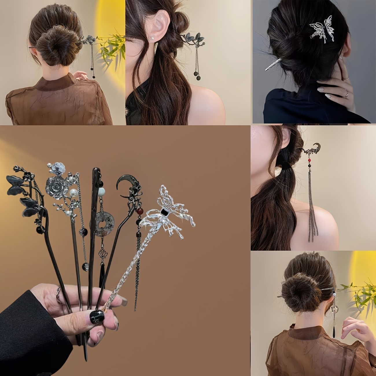 10pcs elegant alloy hair accessories moon   flower hairpins u shaped hair clips set   stylish headgear ideal gift for valentines day valentines day gift   motif durable alloy hair accessories Product details 5