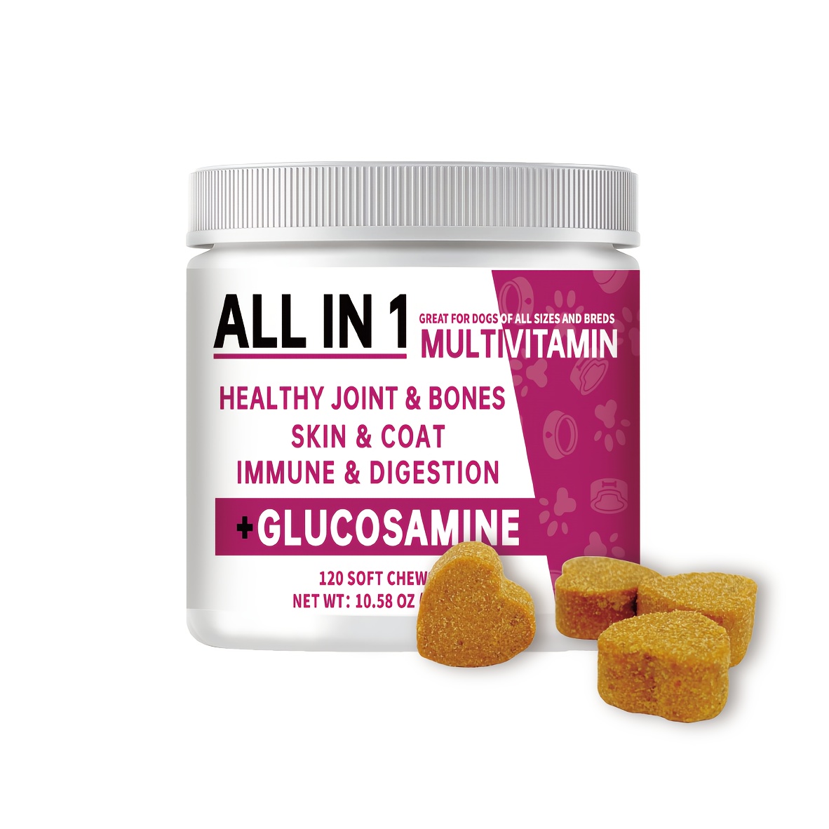 TEMU Multivitamins For Dogs, Digestive Health, Joint, Hip, Skin And With Probiotics, Enzymes, Dog Supplement Soft Chew
