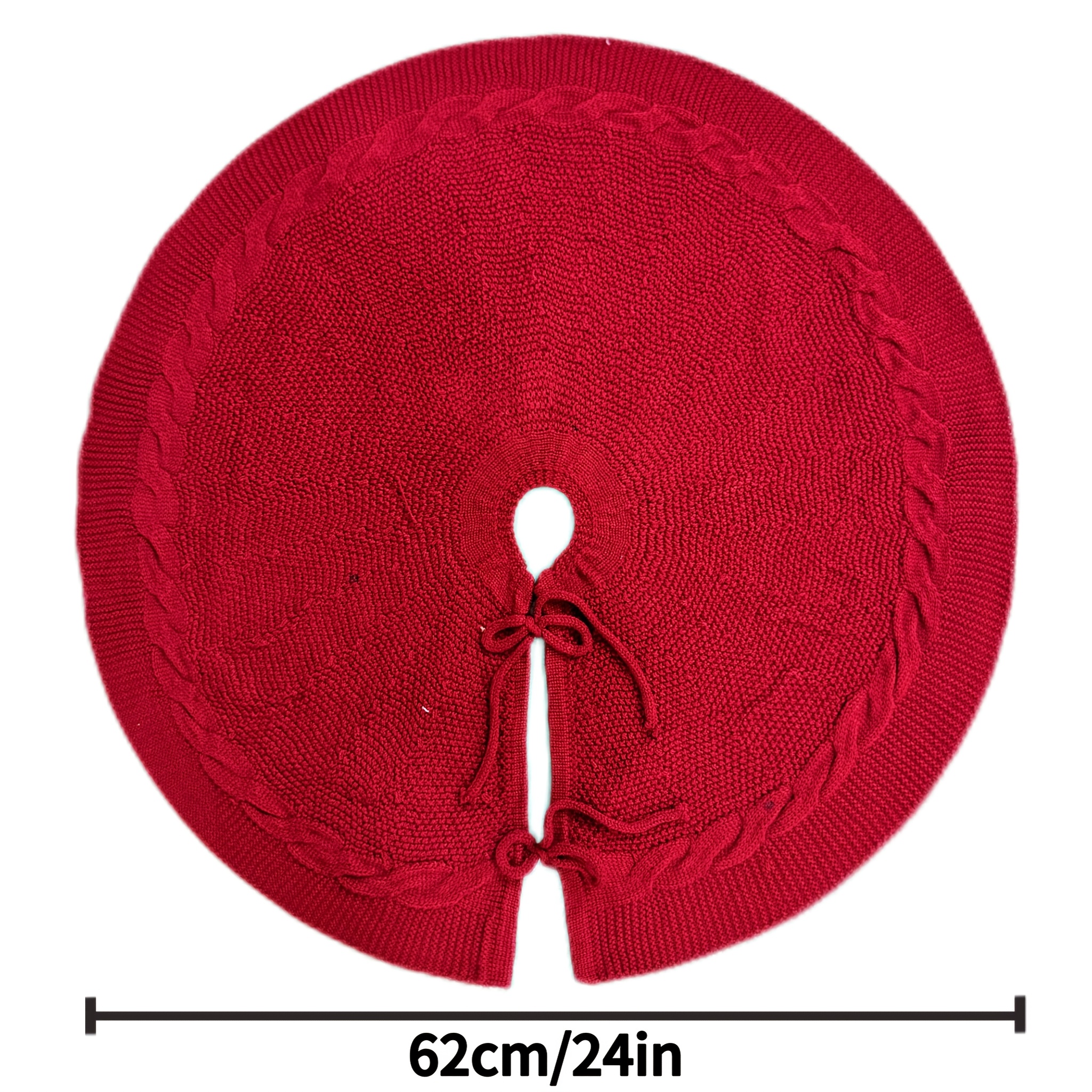 TEMU Jupe de sapin de Noël rouge tricotée de style vintage, parfaite pour les décorations de fêtes, les fêtes d'anniversaire et la décoration