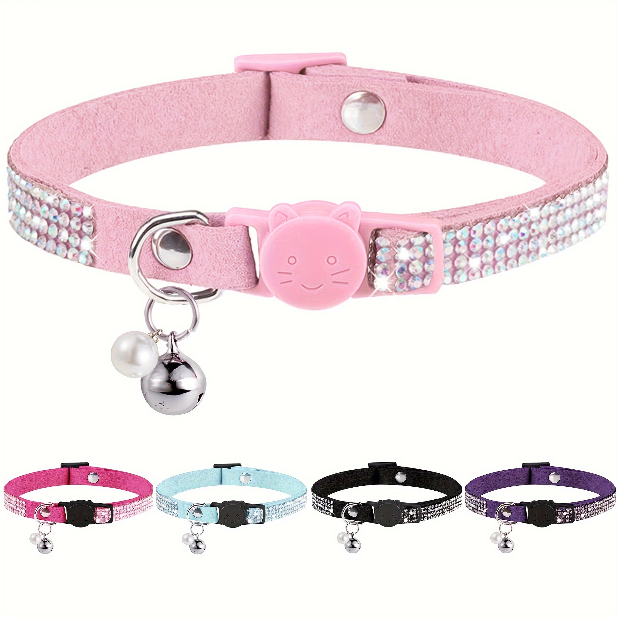 

Cat Collar Breakaway , Precious Stone Cat Collar With Safety Quick Release For Individual Boy Small Kitten Pets Puppy, Cute Soft Female Male Cat Collars