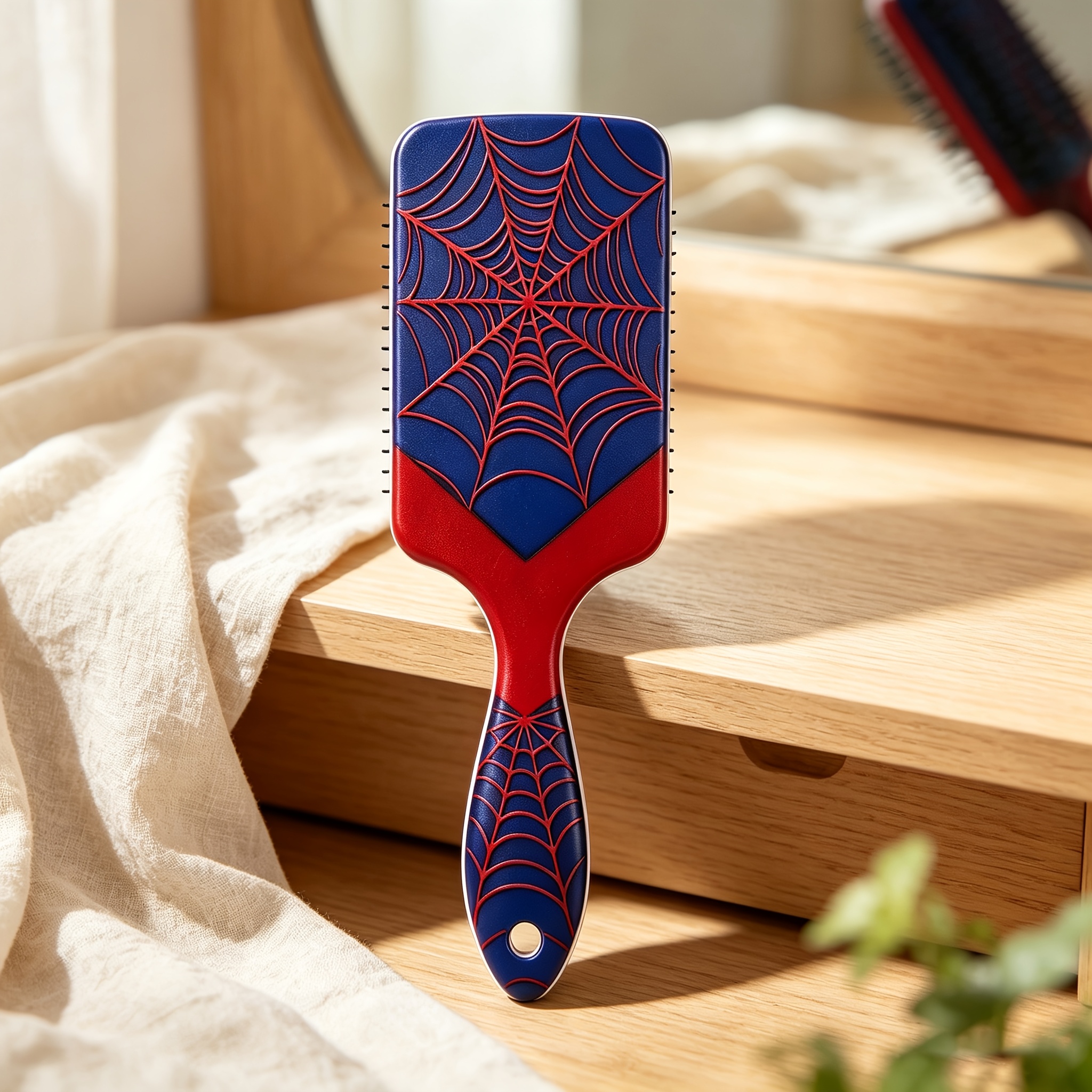TEMU 1 pièce Peigne à avec impression toile d'araignée et massage démêlant, convient aux cheveux , brosse à cheveux en plastique aux couleurs