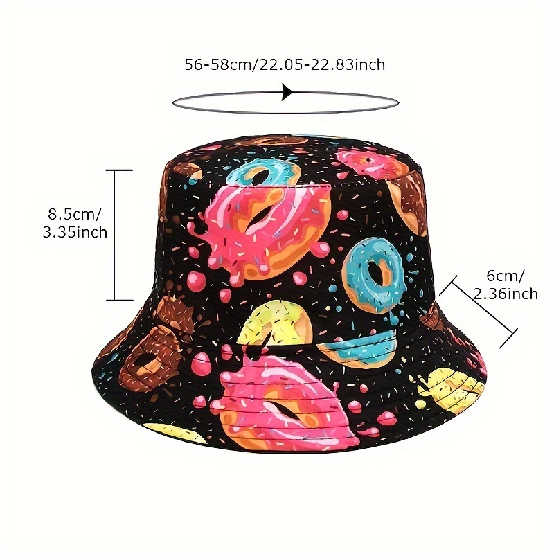 Hot Dog Cool Pattern Trendy Black Fishing Bucket Hat Reversible