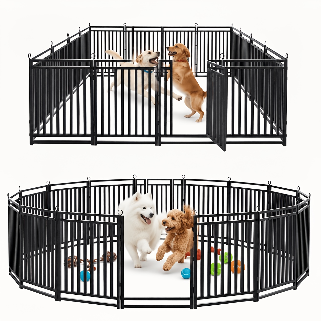 TEMU Petorldog 40'' Tall Metal Dog Playpen, 16-panel Portable Pet Fence For Outdoor Yard, Indoor & Rv Camping, Heavy Duty Dog Kennel Crate