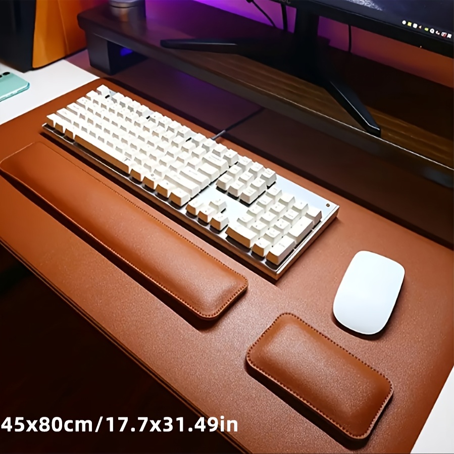 TEMU 【】オフィスデスクマット - 大型PCデスクマウスパッド、滑り止め保護パッド、キーボードパッドとマウスリスト付き