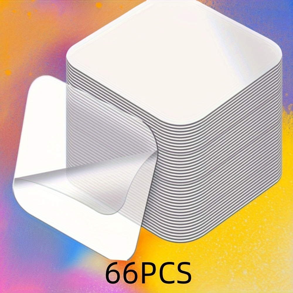 Image of 66pcs Ultra-strong Double-sided Sticky Pads - -free, Adhesive Tapes For Damage-free Wall Hangings, Perfect For Home And Car Decor - No Punching Needed