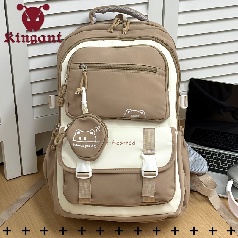 TEMU [women's Backpack] Anti-theft, Multi-compartment, College-style Nylon Women's Backpack, Can Hold 15.6-inch Laptop, Lightweight, With Laptop