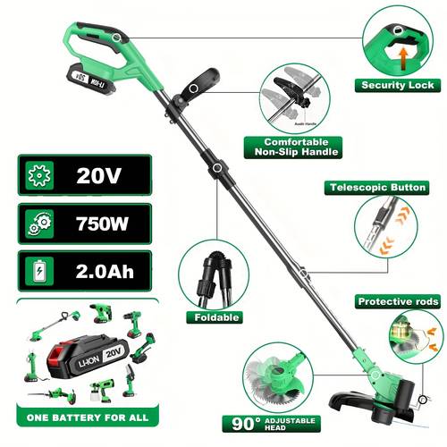 portable rechargeable electric lawn mower weeder with 2 2 0ah lithium batteries and 6 replaceable ropes multi functional whacker for yard and garden birthday gifts for best gifts for fathers and husbands