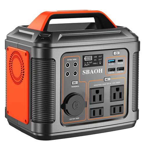 300w portable power station 296 wh 80000mah solar generator with led lights generator for outdoor camping traveling hunting and power outages
