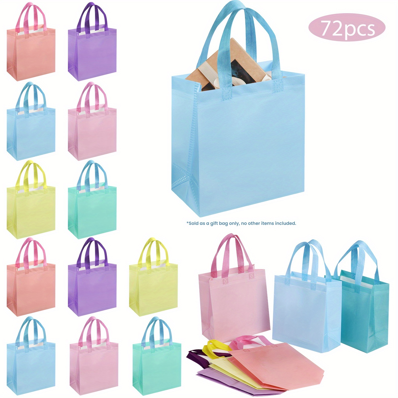 TEMU Solid Color Gift Bags, Bulk Shopping Bags, Christmas Gift Bags,, Reusable Gift Bags, Retail Packaging Bags For Birthdays, Business, Handmade