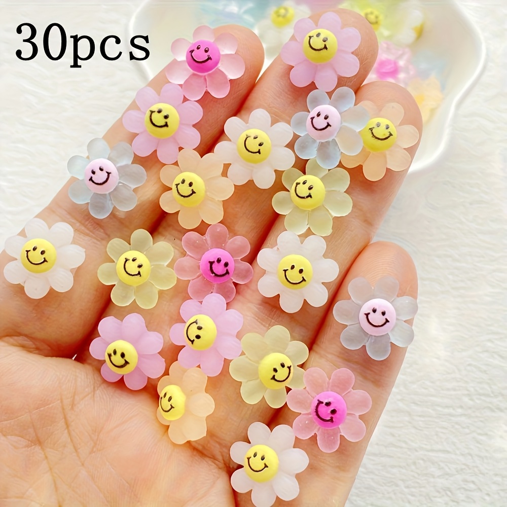Image of 30/80pcs Vibrant Mixed Resin Mini Sunflower Flat Back Flower Figurines For Nail Art, Wedding, Scrapbooking, Jewelry Crafts, And Additions - Ideal For Christmas/halloween