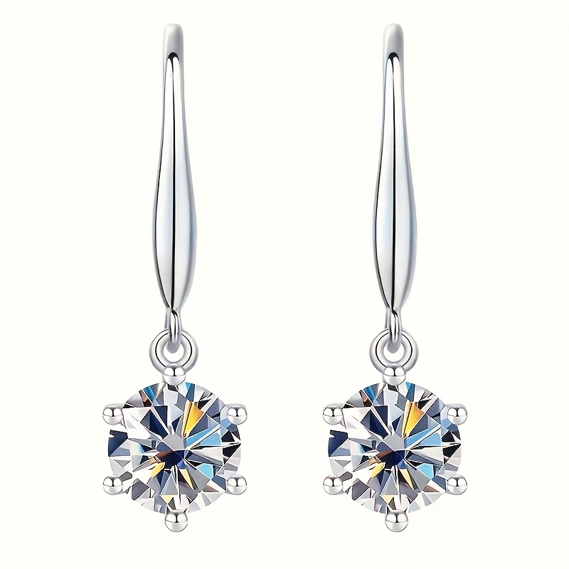 TEMU 1pair 925 Sterling Silver Trendy Moissanite Water Drop Shaped Earrings, Daily Party Ear Jewelry, Birthday Anniversary Christmas Gifts