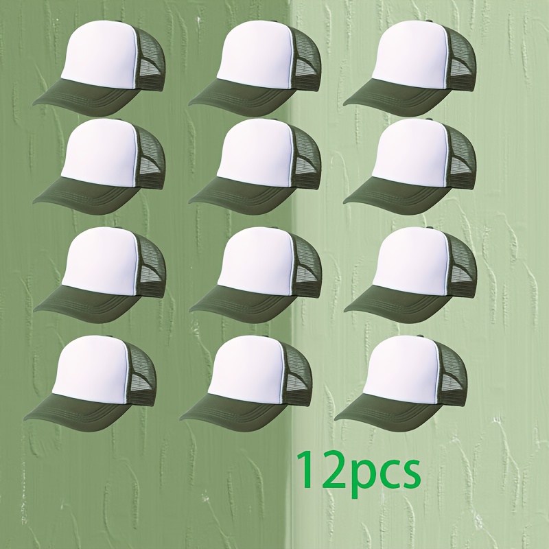 12pcs Custom DIY Pattern Printed Mesh Baseball Caps, Fashionable Style