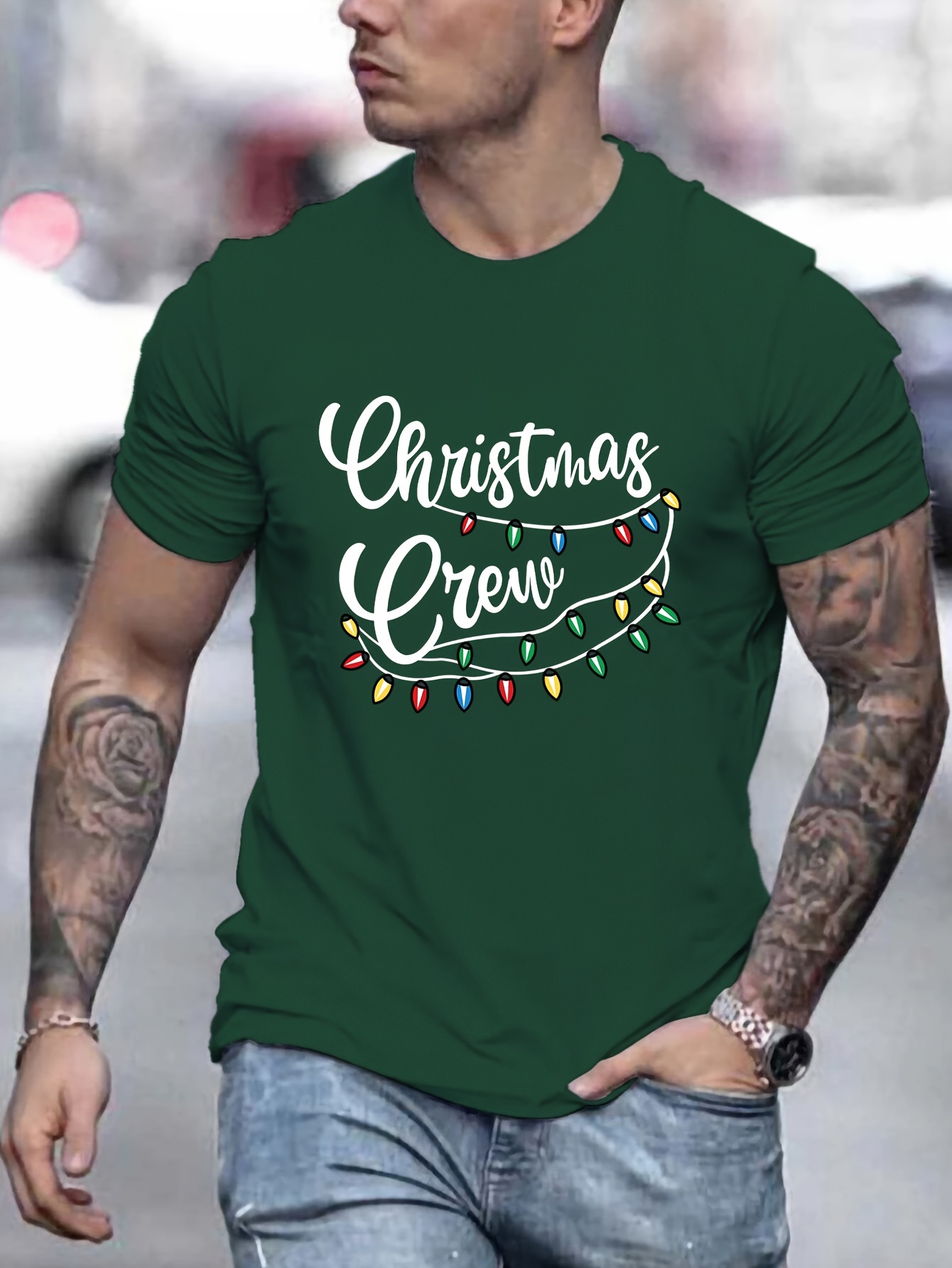 christmas crew elegant fonts design pattern printing men's t
