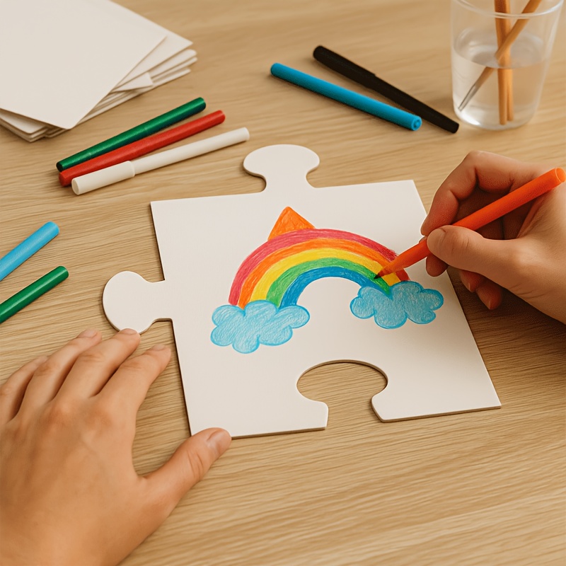 15pcs Blank Paintable Jigsaw Puzzles for Creative Fun