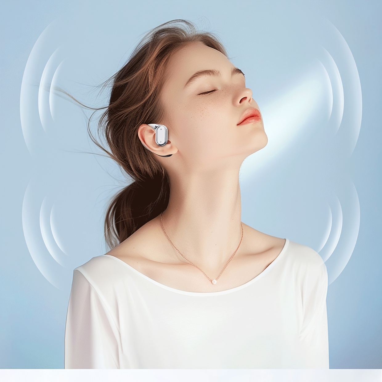 Wireless Earbuds with Type-C Fast Charging, Ultra-long Playback Time, Smart Touch Control, and Clear Call Quality. Includes Two Pairs: One In-ear and One Over-ear Style. Stereo Wireless Earbuds with HD Crystal-clear Calls. Compact and Exquisite