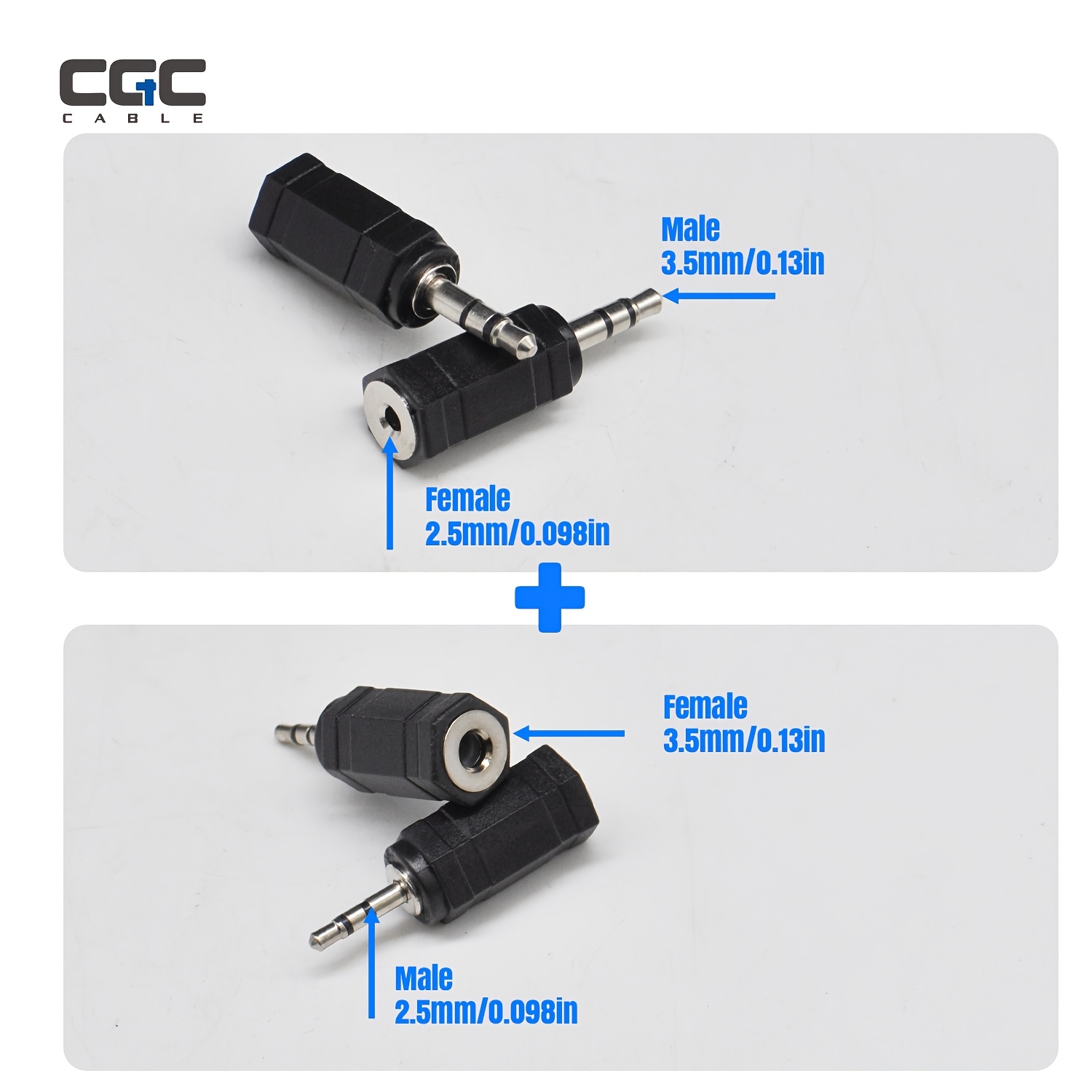 TEMU 3.5mm Female To 2.5mm Male And 2.5mm Female To 3.5mm Male Adapter Set - Dual Channel Audio Converter For Headphones, Speakers, And Microphones